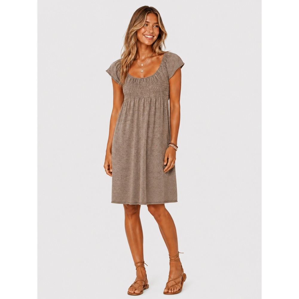 Moth Anthropologie Taupe Cashmere Angora Blend Smocked Empire Waist Dress S